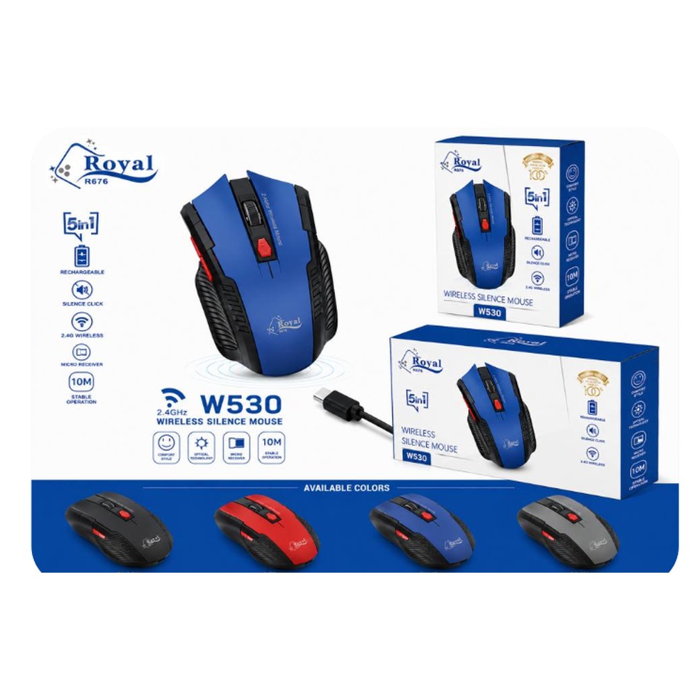 Souris sans fil silencieuse Royal W530 rechargeable